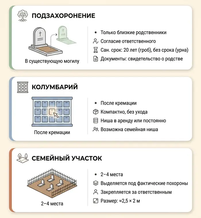 Виды захоронений